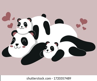 Mamá Panda está contenta con sus hijos