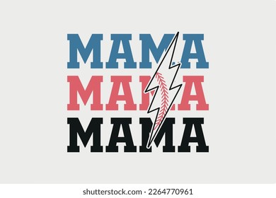 Mama Retro Baseball Typography T shirt design