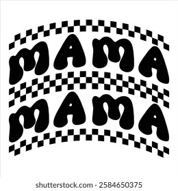 Mama  Retro Mama Checkered Mother's Day  T-Shirt Design