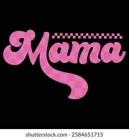 MAMA  Retro Mama Checkered Mother's Day  T-Shirt Design