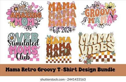 Mama Retro Groovy T-Shirt Design Bundle