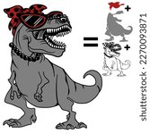 Mama Saurus with Bandana Sunglasses , dinosaur mom , Dinosaur T-Shirt design. America Saurus Rex. USA T-Rex Dino. Printing For T shirt, Banner, Poster, Mug Etc, Vector Illustration. Mother