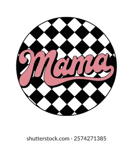 Mama Text on Checkered Background Illustration
