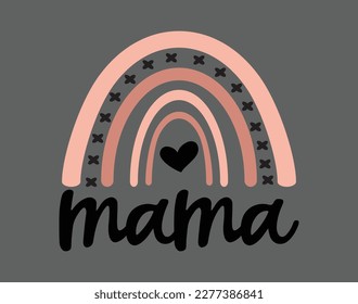 Mama T-Shirt and Apparel Design. Mom SVG Cut File, Mother's Day Hand-Drawn Lettering Phrase, Isolated Typography, Trendy Illustration for Prints on Posters and Cards.