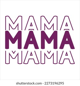 Mama vector hand lettering. Happy Mother's Day calligraphy illustration with drawn hearts for greeting card, festival poster etc.