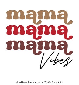 "Mama Vibes" in Retro Script: A Playful Typography Design with a Groovy 1970s Feel and Handwritten Flair