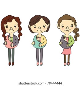 Mama who holds baby with sling