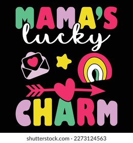 Mama's Lucky Charms T-Shirt, Mother's Day Kids Shirt, Mother's Day Typography T-Shirt, Mother's Day Shirt Print Template