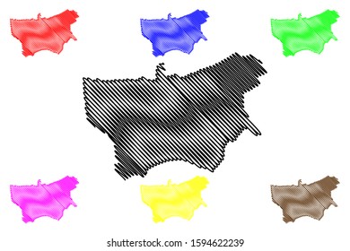 Mambere-Kadei Prefecture (Prefectures of the Central African Republic, CAR) map vector illustration, scribble sketch Mambere Kadei map