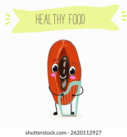 Mamey, mammea, mammee fruit. Natural vitamin antioxidant detox food collection. Vector hand drawn illistration.