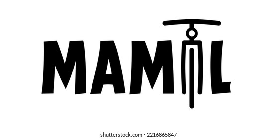 Mamil is an American abbreviation for middle-aged men in lycra; or middle-aged men in cycling suits. Cartoon cycling symbol. World Bicycle day. Sport cyclist. Old man on a bike and outfit. 