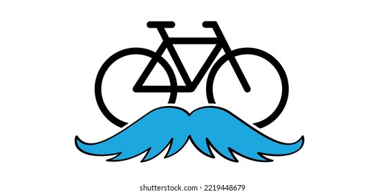 Mamil, middle-aged men in lycra; or middle-aged men in cycling suits. For let it grow. No shave, beard or moustache in november. Cycling symbol. World Bicycle day. Sport cyclist. Blue health month.