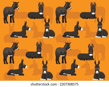 Mammal Black Donkey Character Seamless Wallpaper Background