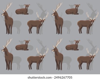 Mammal Deer White-Lipped Cartoon Cute Seamless Wallpaper Background