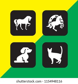 mammal icon. 4 mammal set with dog, pet and horse vector icons for web and mobile app