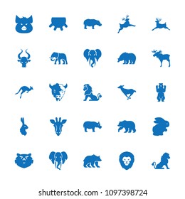 Mammal icon. collection of 25 mammal filled icons such as udder, rabbit, giraffe, lion, moose, bear, pig, deer, goat, hippopotamus. editable mammal icons for web and mobile.