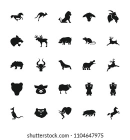 Mammal icon. collection of 25 mammal filled icons such as bear, lion, mouse, pig, deer, horse, hippopotamus, seal, goat, moose. editable mammal icons for web and mobile.