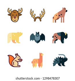 mammal icon set. vector set about squirrel, porcupine, polar bear and hyena icons set.