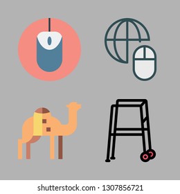 mammal icon set. vector set about mouse, walker and camel icons set.