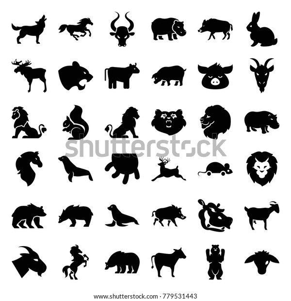 Mammal Icons Set 36 Editable Filled Stock Vector (Royalty Free ...