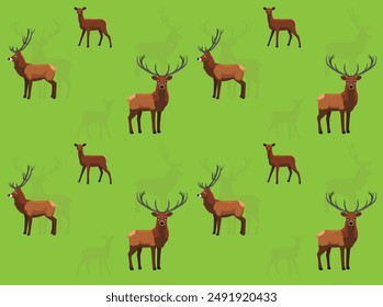 Mammal Red Deer Cartoon Cute Seamless Wallpaper Background