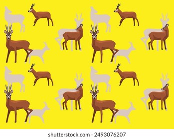 Mammal Roe Deer Cartoon Cute Seamless Wallpaper Background