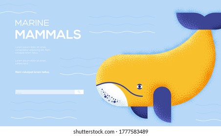 mammals concept flyer, web banner, ui header, enter site.  Grain texture and noise effect. Place for text, place for copying.