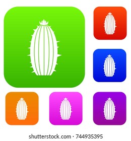 Mammillaria bocasana set icon color in flat style isolated on white. Collection sings vector illustration