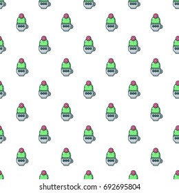 Mammillaria cactus pattern in cartoon style. Seamless pattern vector illustration