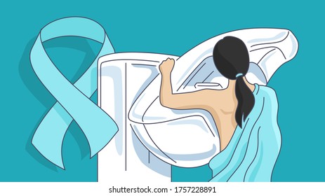 Mammogram - Breast Cancer Diagnostics  - Drawn Illustration Of Medical Examination 