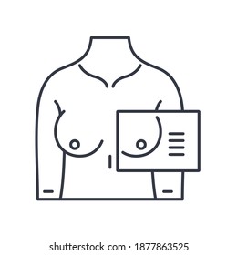 Icono de mamografía, ilustración lineal aislada, vector de línea delgada, signo de diseño web, símbolo de concepto de contorno con trazo editable sobre fondo blanco.