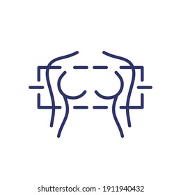 mammography, breast scan line icon