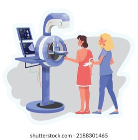 Mammography Device. Breast Screening. Breast Cancer Prevention. Client And Doctor.