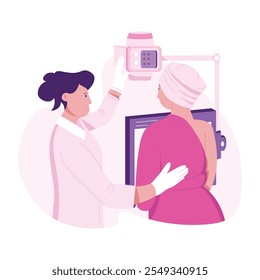 Ilustración de mamografía diseñada en estilo plano 