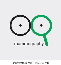Mammography logo will prevent appearance of breast cancer in early stages. Medical vector design. Use as icon banner poster advertising booklet in clinics or public places. Vector isolated. Hand draw