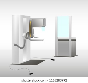 Mammography machine, breast screening device in hospital laboratory. Health care, medical technology, hi-tech equipment concept. Vector illustration