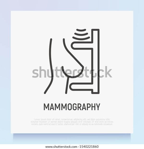 Mammography Thin Line Icon Female Breast Stock Vector (Royalty Free ...