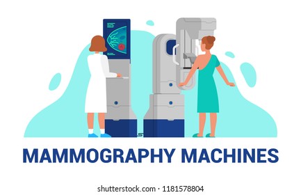 Mammography - Vector Illustration Of  Breast Diagnosis And Screening
