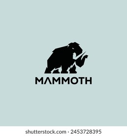 mammoth ancient animal logo white background