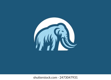 Mammoth. Beautiful modern logo. Monochrome, flat, blue vector illustration	