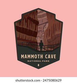 Mammoth Cave National Park Emblem Patch Logo Vektorillustration Design, Kentucky America National Park Design