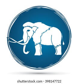 Mammoth designed on grunge circle background graphic vector.