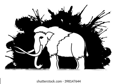 Mammoth designed on grunge ink background graphic vector.