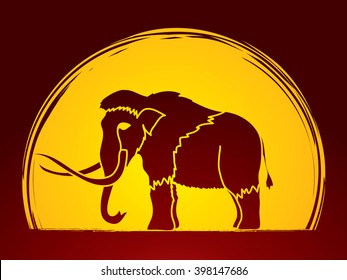 Mammoth designed on moonlight background graphic vector.