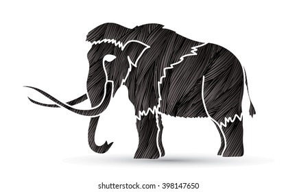 Mammoth designed using black grunge brush graphic vector.