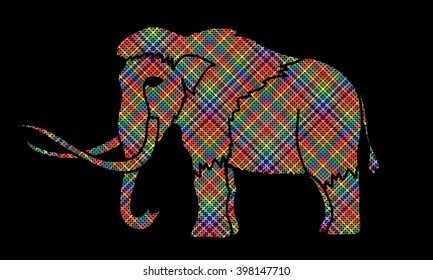 Mammoth designed using colorful pixels graphic vector.