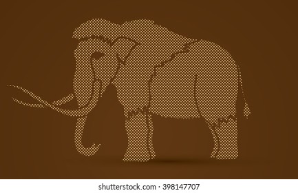 Mammoth designed using dots pixels graphic vector.