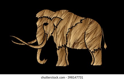 Mammoth designed using gold grunge brush graphic vector.