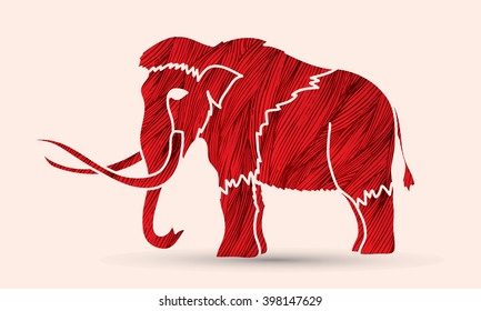 Mammoth designed using red grunge brush graphic vector.