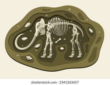 Mammoth Dinosaurs Archaeology Fossil Cartoon Discover in the Ground